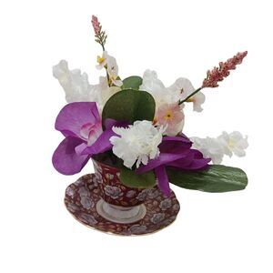 Silk Floral Arrangement POP-IN for your Tea Cup Party Bridal B-day EXOTIC Orchid
